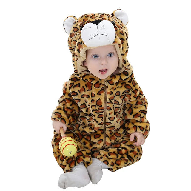 MICHLEY Halloween Winter Baby Rompers Hooded Flannel Cosplay Toddler Infant Clothes Bodysuits Jumpsuit Costume For Girl Boy