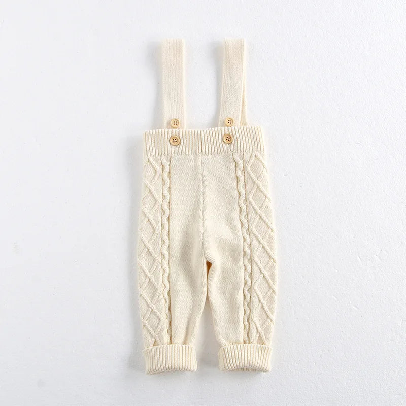 2025 Baby Autumn and Winter New Twist Knitted Overalls Set Boys and Girls Pullover Sweater Jumpsuit  Newborn Photography Romper