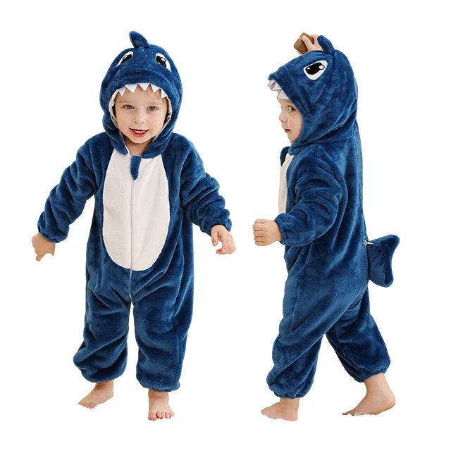 MICHLEY Halloween Winter Baby Rompers Hooded Flannel Cosplay Toddler Infant Clothes Bodysuits Jumpsuit Costume For Girl Boy