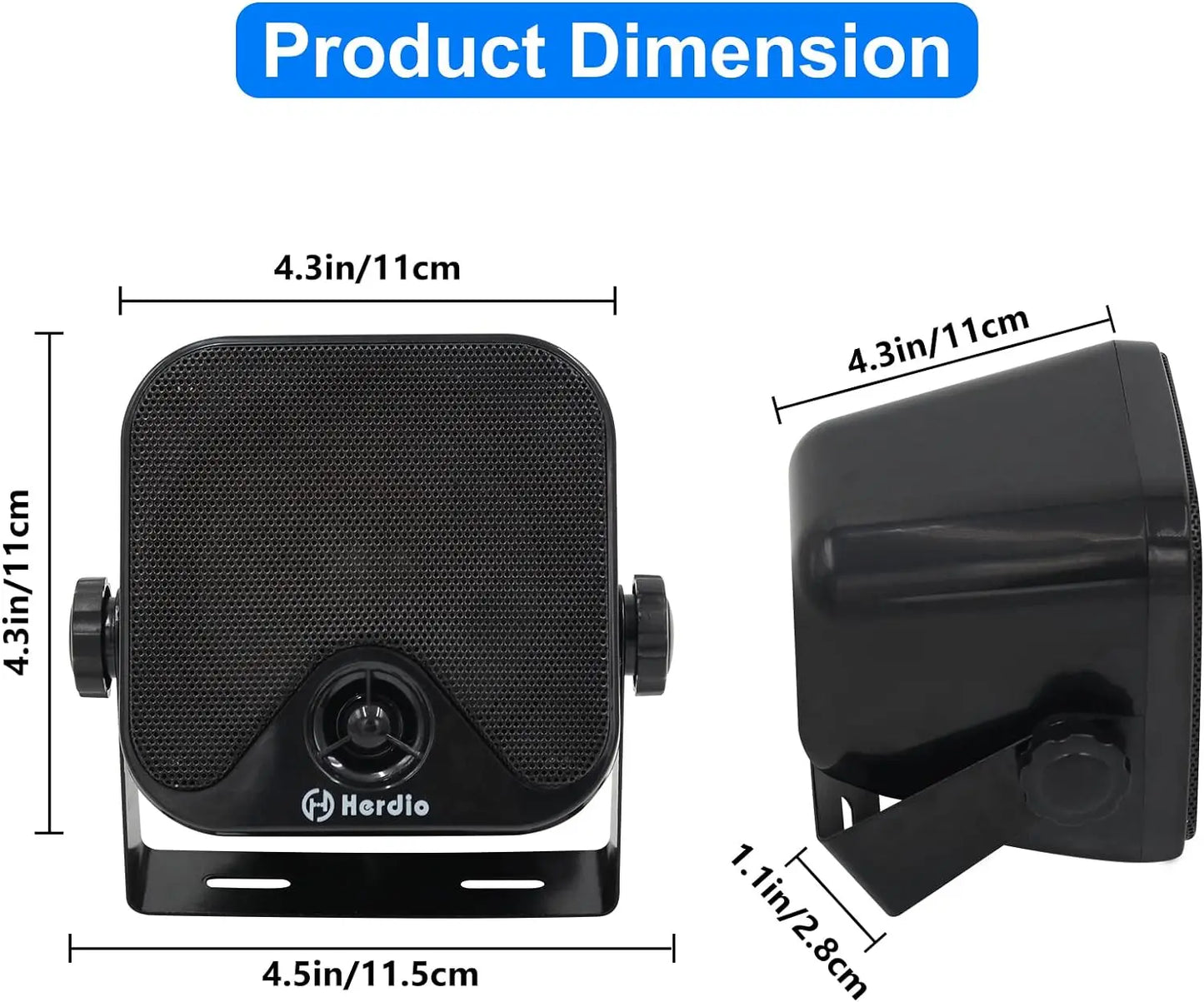 Herdio Waterproof Marine Speakers 100 W 4 Inch Motorcycle Audio Speaker Heavy Duty Music Sound System For outdoor ATV UTV