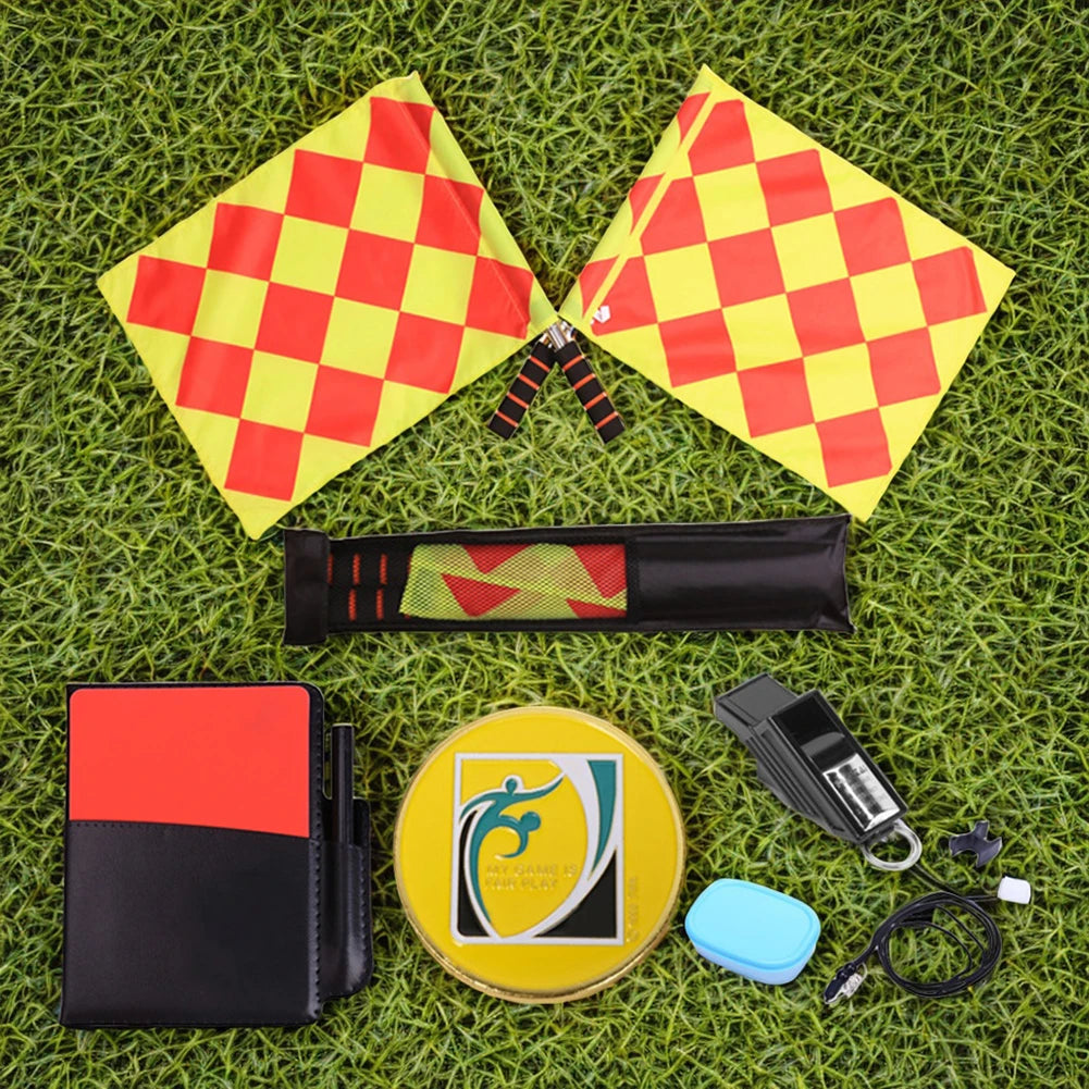 Soccer Referee Flag Whistle Set Professional Football Red Card And Yellow Card Kit Sport Training Useful Referee Tool