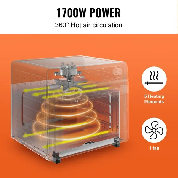 12-in-1 Air Fryer Toaster Oven, 25L Stainless Steel Convection Oven, 1700W, with Grill & Pizza Pan