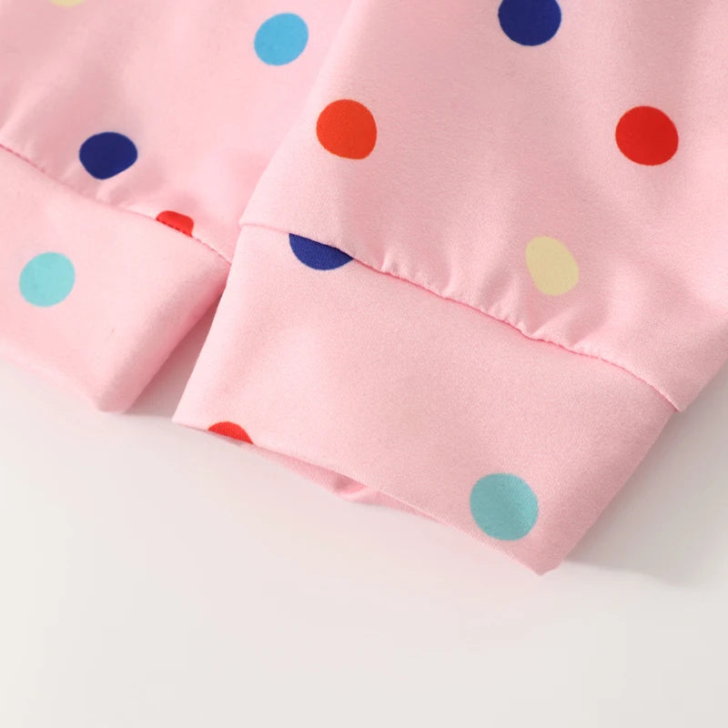 3 Pack Girls Rainbow Dot Hoodie Smile Print Fashion Top Autumn Winter Casual Outdoor Playwear Comfort Kids Wear