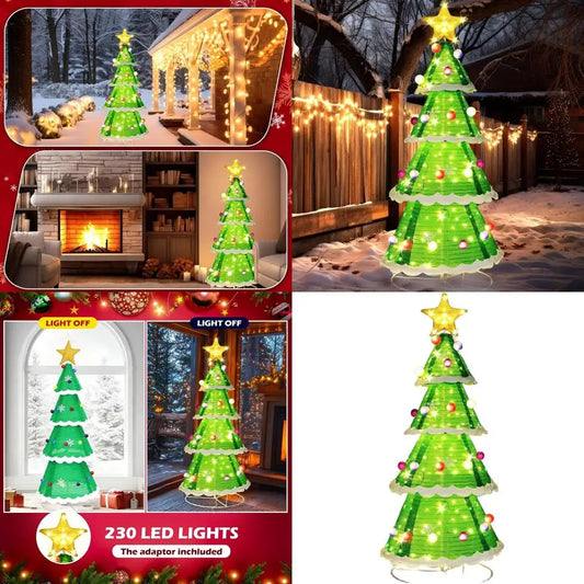 6.5 ft Pop-Up Christmas Tree with 230 LED's, Outdoor/Indoor, Collapsible for Home, Yard, Party