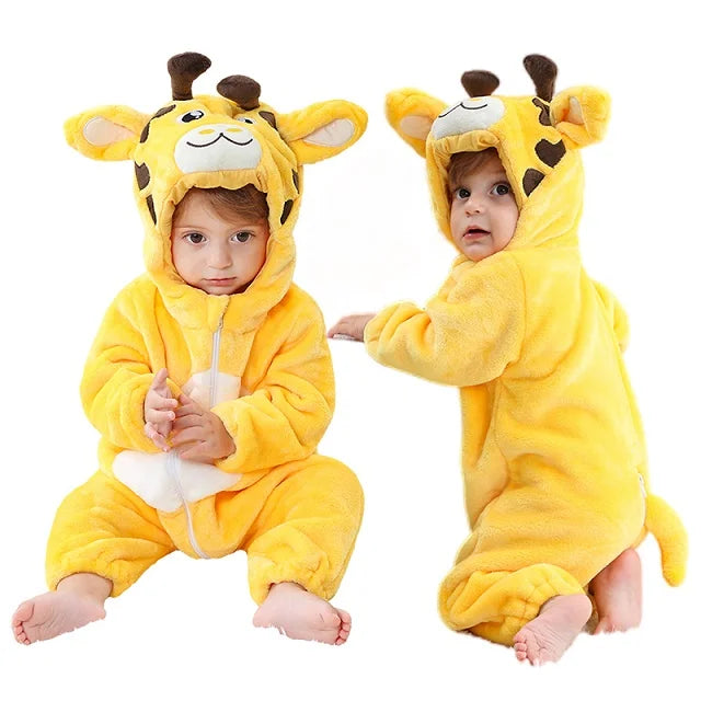 MICHLEY Halloween Winter Baby Rompers Hooded Flannel Cosplay Toddler Infant Clothes Bodysuits Jumpsuit Costume For Girl Boy