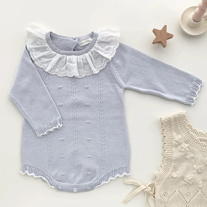 0-24M Warm Baby Clothing Knit Romper Newborn Romper Infant Toddler Boy Girl Long Sleeve Jumpsuit Embroidery Fall Spring Outfits