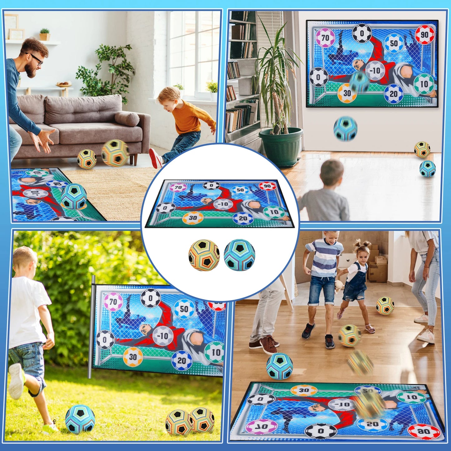 VATOS Football Ball Game Set for Kids Indoor Outdoor Soccer Train Sport Game Foldable Toys for 3 4 5 6 7 8 Years Old Boys Girls