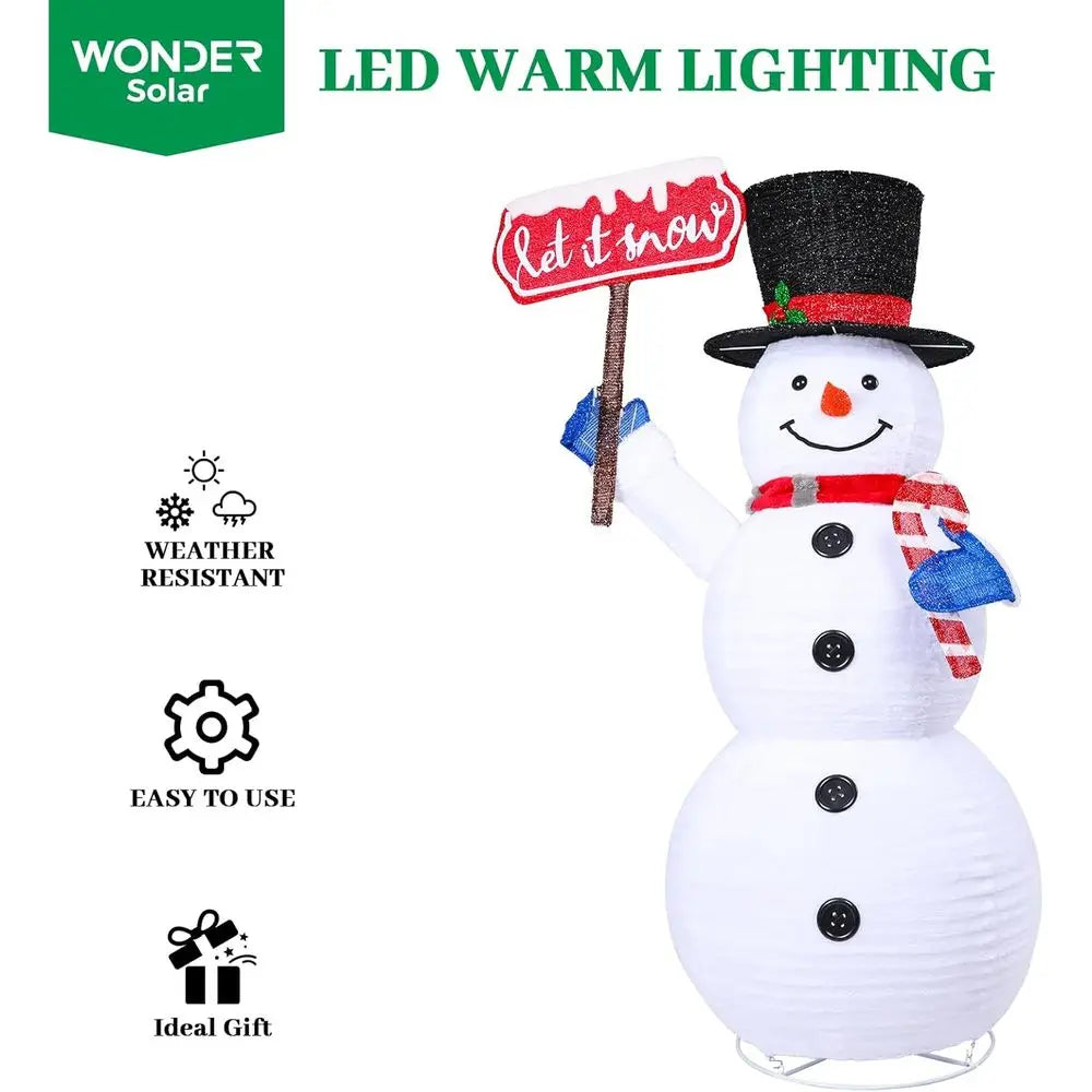 5.2 FT Tall Warm White Lighted Snowman with Candy Cane, Outdoor/Indoor Christmas Decoration for Yard, Garden, Lawn