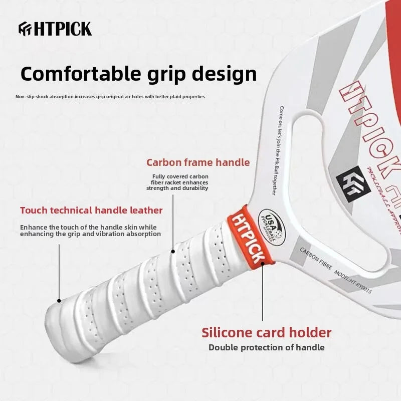 HTPICK Pickleball Carbon Fiber T700 Hot Pressed Borderless Integrated Molding High end Professional Enhanced Rotation Pickleball