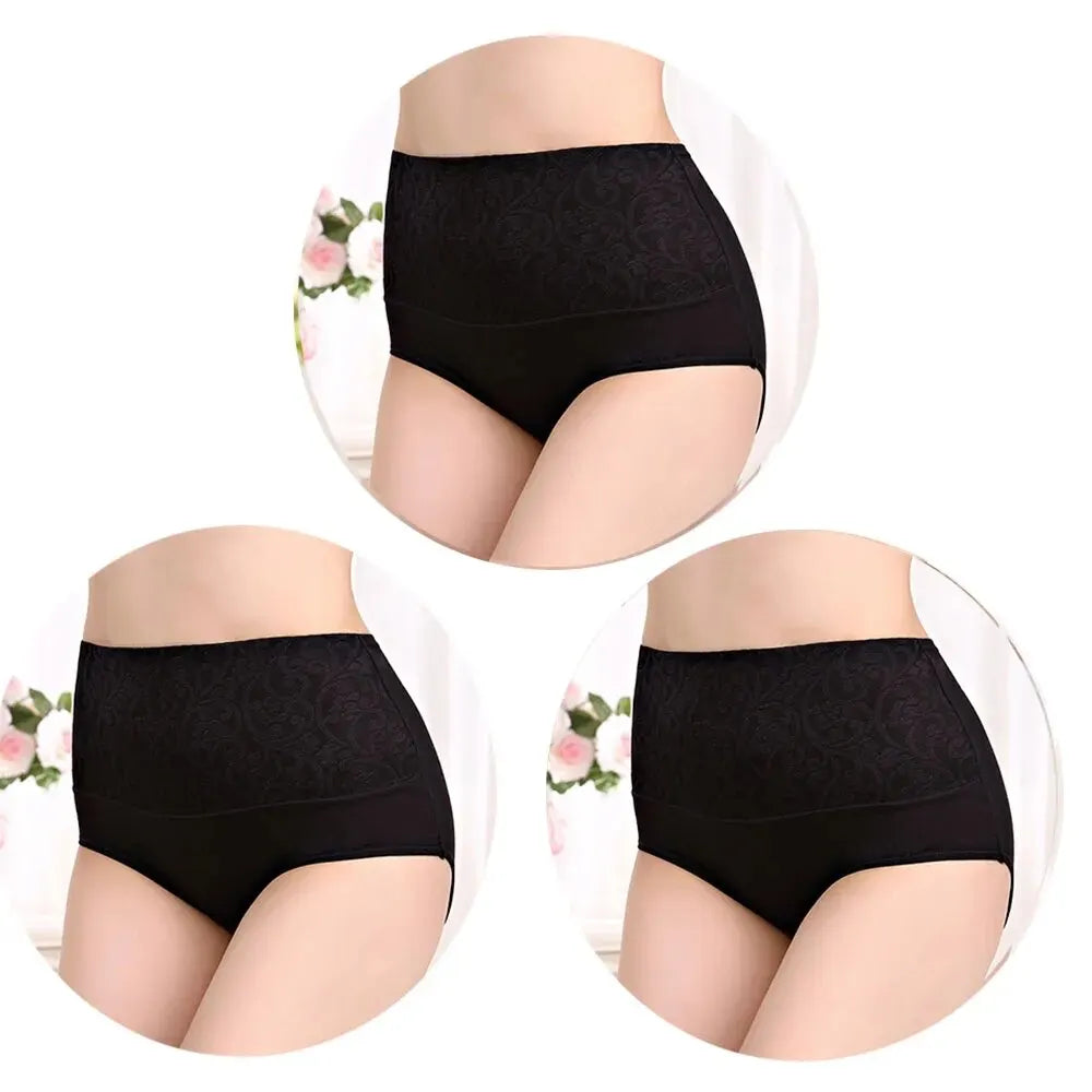 3Pcs/Lot Plus Size Underwear Women High Waist Women's Panties Cotton Brief Girl Breath Panty Abdominal Underpants Ladies L-5XL