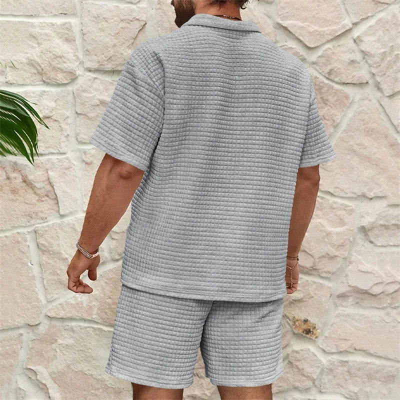 Men's Casual Outfit Short Sleeve Tee with Drawstring Shorts Set for a Stylish Summer Look