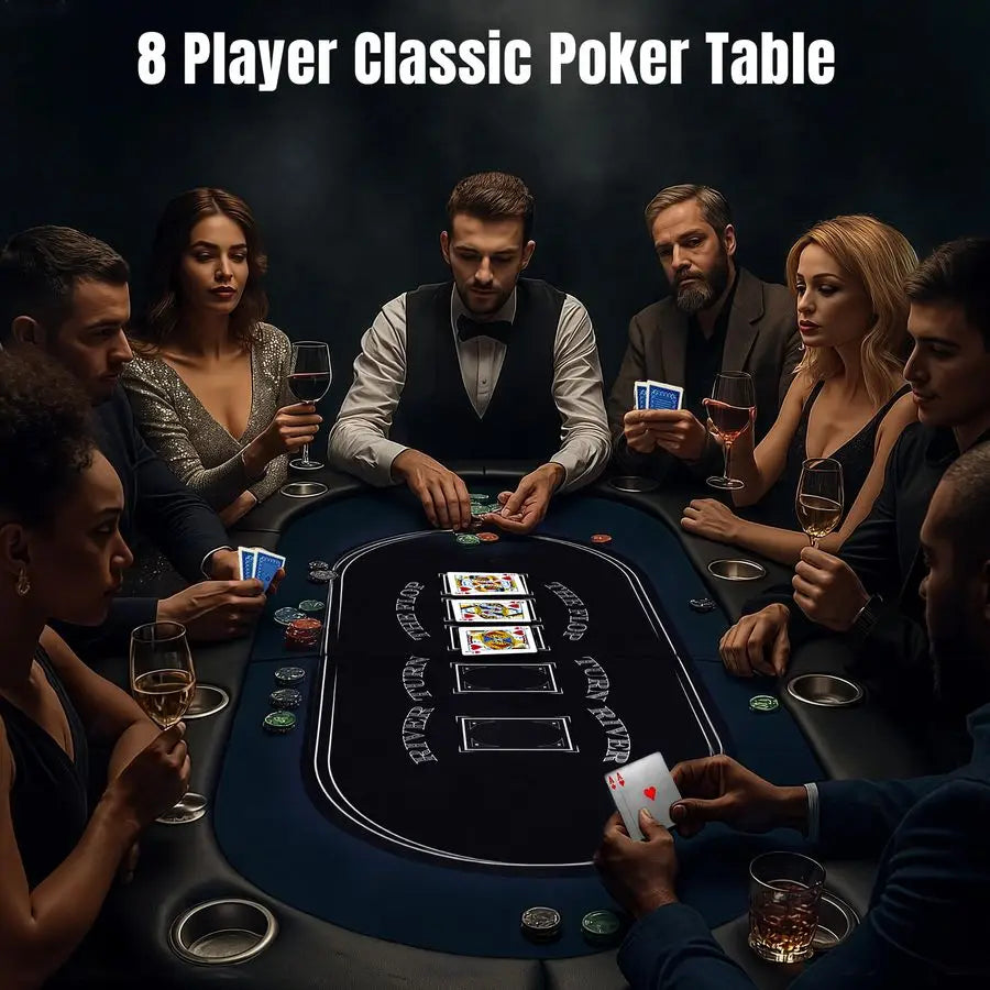Player Foldable Poker Table for Adults Professional Casino Design w Padded Rail amp Deep Cup Holders HeavyDuty Steel Frame Porta