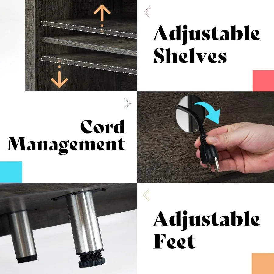 Farmhousestyle Wood Texture Fireplace TV Stand with Builtin 23inch Electric Fireplace for Cozy Living Room Ambiance Rustic Grey