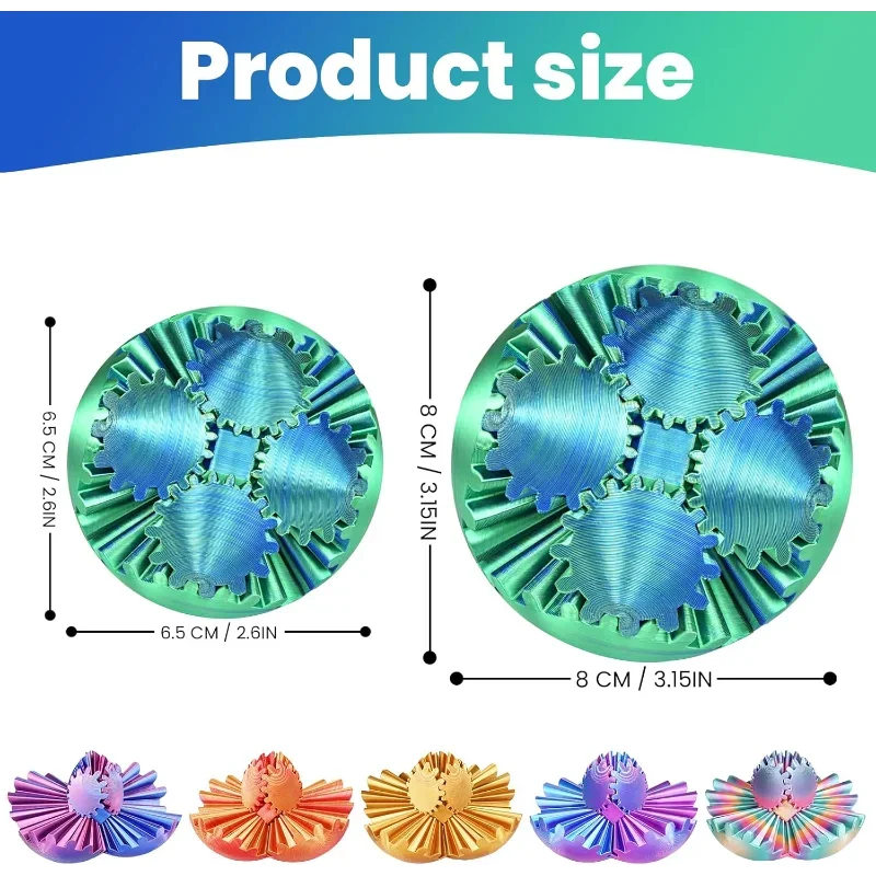 3D Printed Gear Sphere Fidget Toy, Gear Ball, Sensory Stress Relief Ball for Kids and Adults, ADHDToy (Forest Green, 2.6 inches)