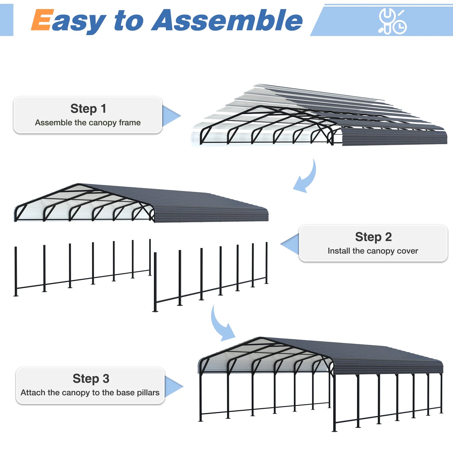 Polar Aurora 20 x 20/20 x 30/20 x 40 FT Metal Carport with Enhanced Base Outdoor Heavy Duty Garage Galvanized Car Shelter for Pickup