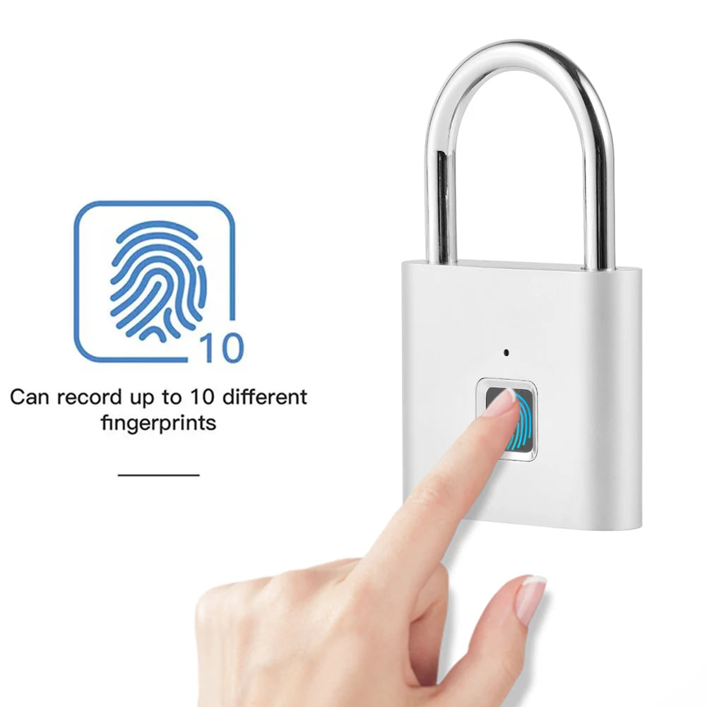 Waterproof Smart Fingerprint Door Lock Anti-theft Padlock for Luggage Case Rechargeable Fingerprint Lock
