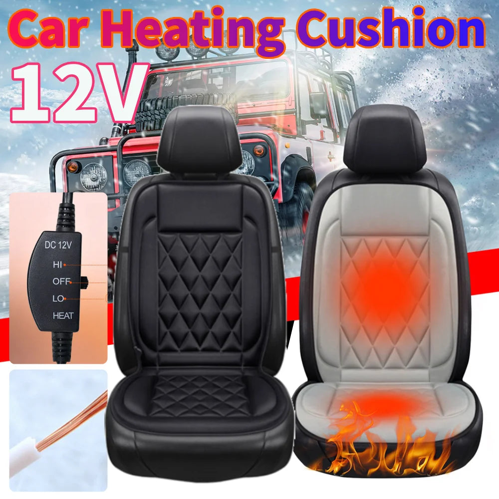 Car Heated Seat Cover 12 V Heating Electric Car Seat Cushion 2 Gear Adjustable Non-slip Breathable Auto Interior Accessories