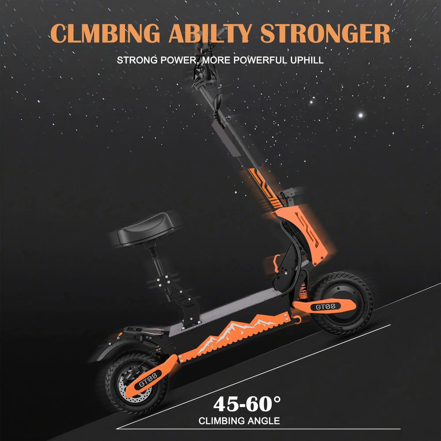 GT08 5600 W Adult Electric Scooter Dual Motor Top Speed 50 MPH,60 V 27 AH, 11-inch Off-Road Tires Sport Folding e-Scooter with Seat