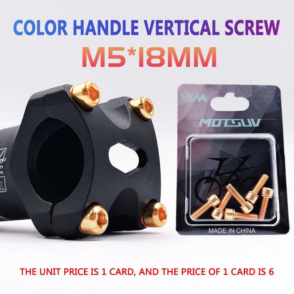 MTB Road Bike Stem Bolts M5x18mm Titanium Plated Allen Hex Head Stem Screws with Washer for Bicycle Accessories