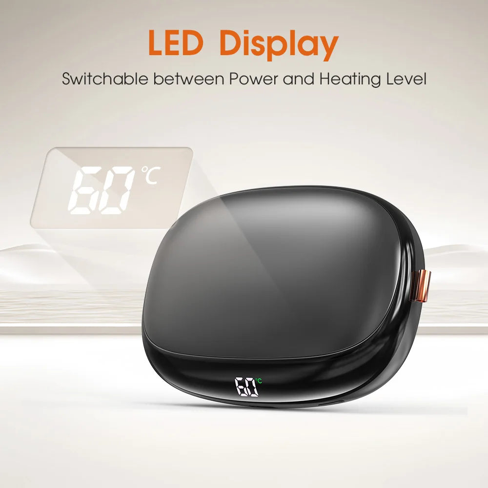 12000mAh Hand Warmer Power Bank, Dual-Side Heating with 3-Temp Control (40°C/50°C/60°C),Compact for Travel, Gift Idea