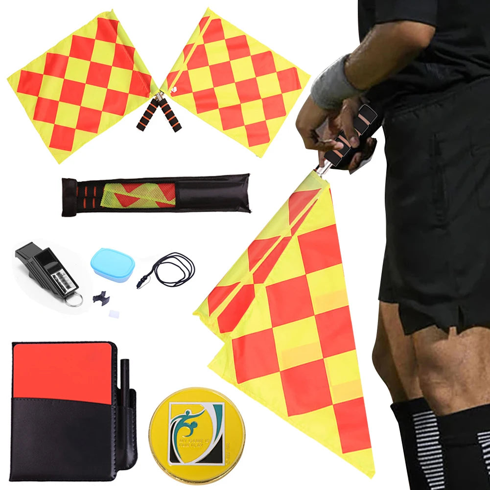 Soccer Referee Flag Whistle Set Professional Football Red Card And Yellow Card Kit Sport Training Useful Referee Tool