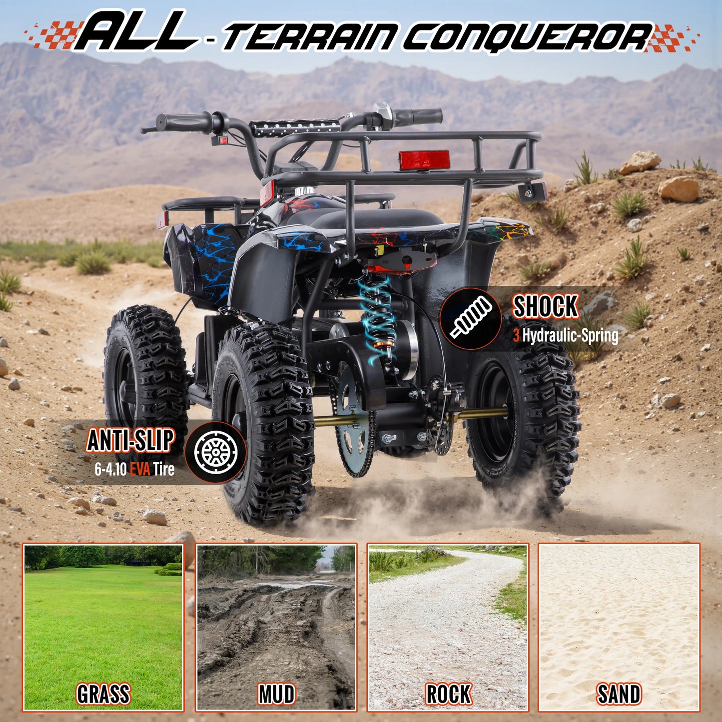 GOOW HILL-SHAZODZA 36V Kids Electric UTV - 800W All-Terrain Power Wheels with Key Start & Triple Disc Brakes