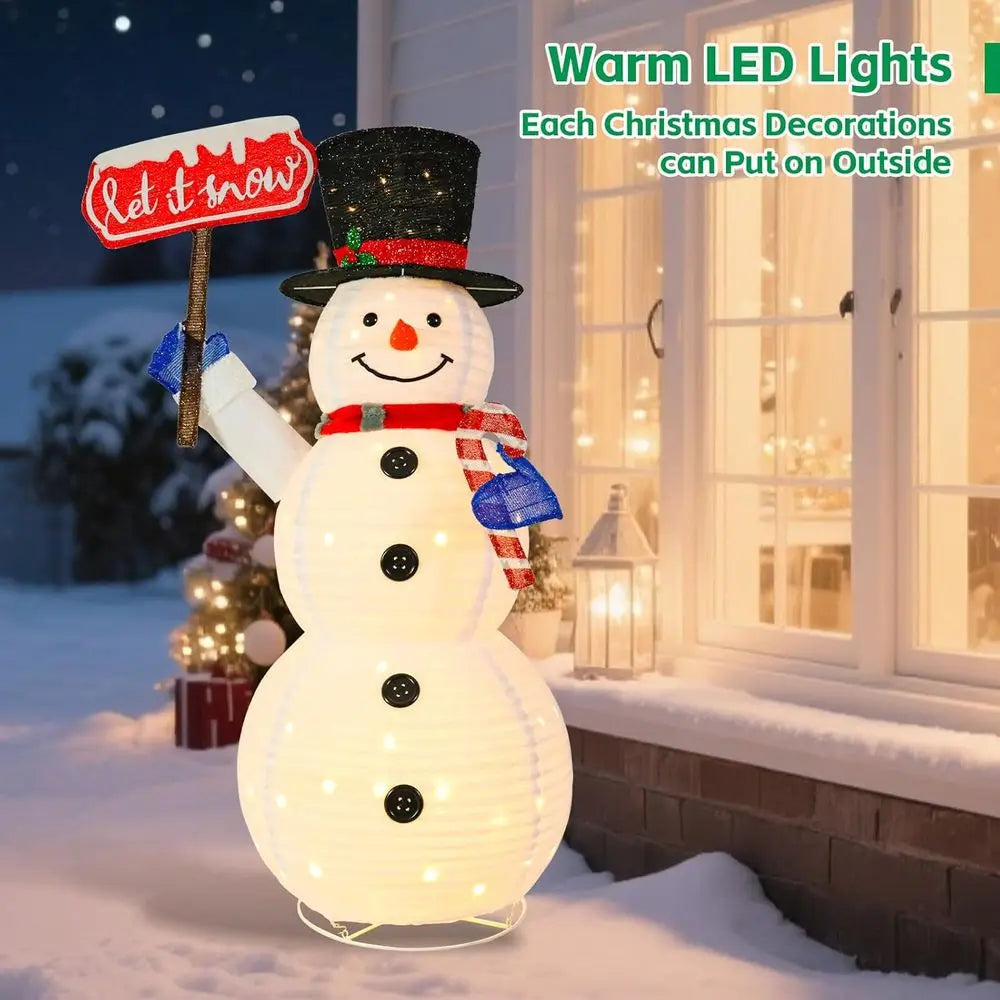 5.2 FT Tall Warm White Lighted Snowman with Candy Cane, Outdoor/Indoor Christmas Decoration for Yard, Garden, Lawn