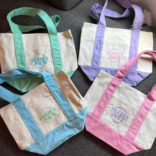 2025 Set of 4 Trader Joe's Mini Tote Bag Pastel