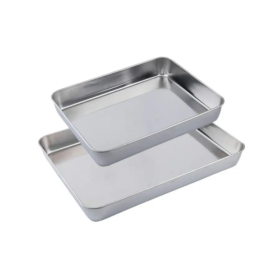 Baking Pans Set, 16 amp12 inch Large Stainless Steel Cake Pans, Rectangular Metal Cookie Sheets for Oven, Bread Tray, No Warped