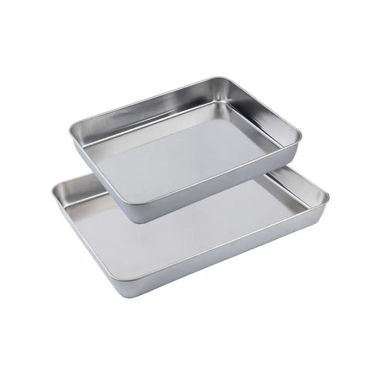Baking Pans Set, 16 amp12 inch Large Stainless Steel Cake Pans, Rectangular Metal Cookie Sheets for Oven, Bread Tray, No Warped