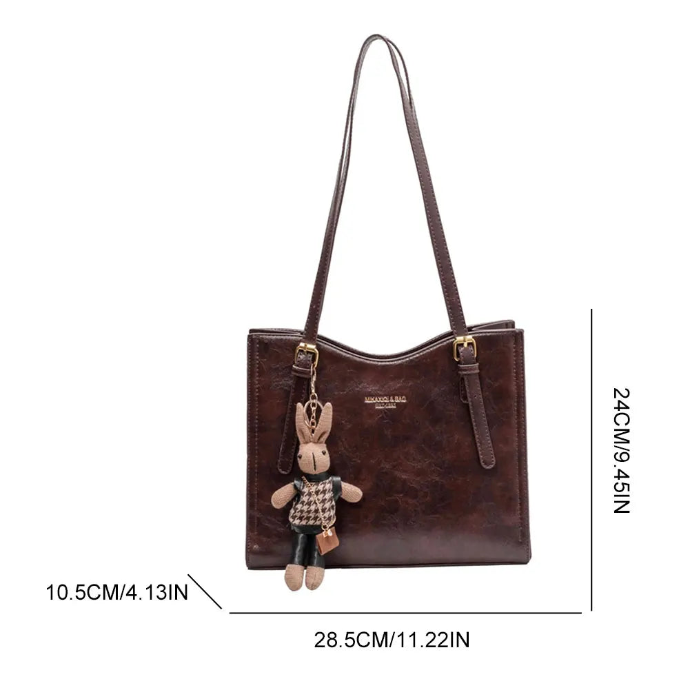 Women Vintage Shoulder Bag with Pendant Slouchy Tote Bag Purse Large Capacity Fashion Shoulder Bag Ladies Travel Handbag