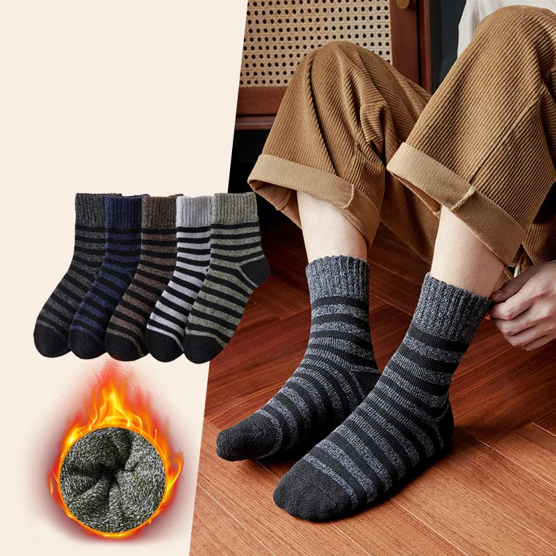 5 Pairs Super Thick Winter Woolen Merino Socks for Men Towel Thermal Warm Sport Socks Cotton Male's Cold Snow Boot Terry Sock