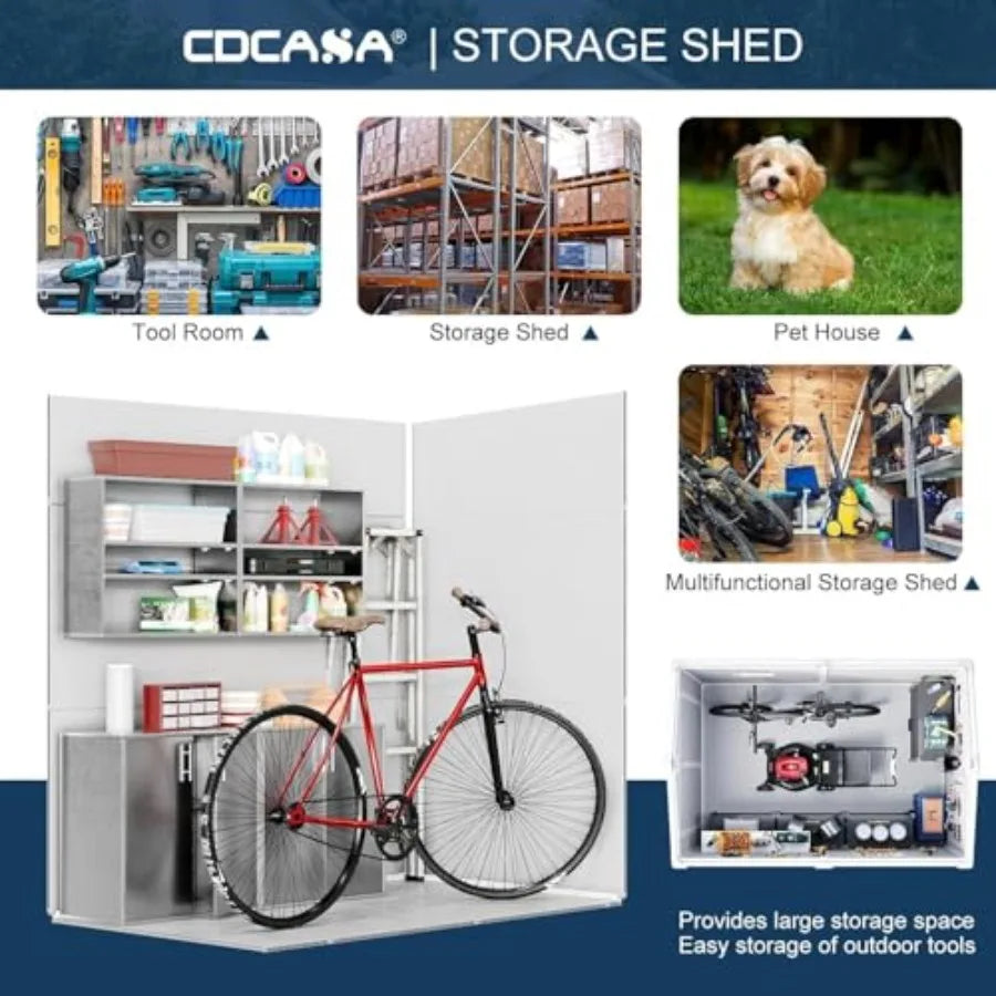 5x3 FT Resin Outdoor Storage Shed with Floor Lockable Door Window Vents Gray Waterproof Plastic Tool Shed for Backyard Patio Po