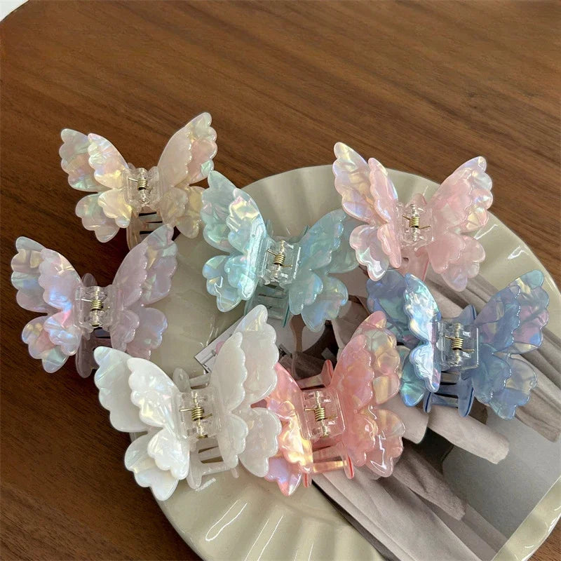 Retro Fairy Butterfly Hair Claw Acetate Crab Hair Clip Sweet Princess Shark Hairpin Women Lady Girl Head wear Hair Accessories