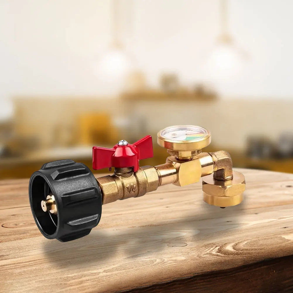 1/2/3 PCS Propane Refill Adapter 20 lb to 1 lb Converter With Valve And Gauge Gas Tank Connector QCC1 Propane Refill Elbow Adapter