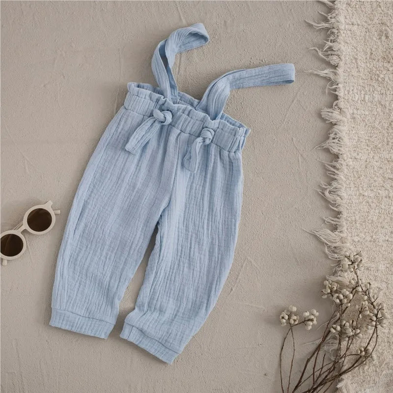 Newborn Baby Boy Cotton Clothes Set Bow Shirt Romper+Strap Pant 2PCS Infant Toddler Child Baby Suit Birthday Party Baptism 0-2Y