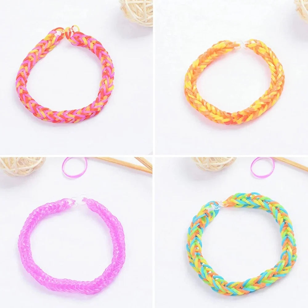 1 Box Rubber Loom Band Bracelet Kit Bead Set for DIY Elastic Friendship Bracelet Girls Jewelry Make Creation Knitting Accessory