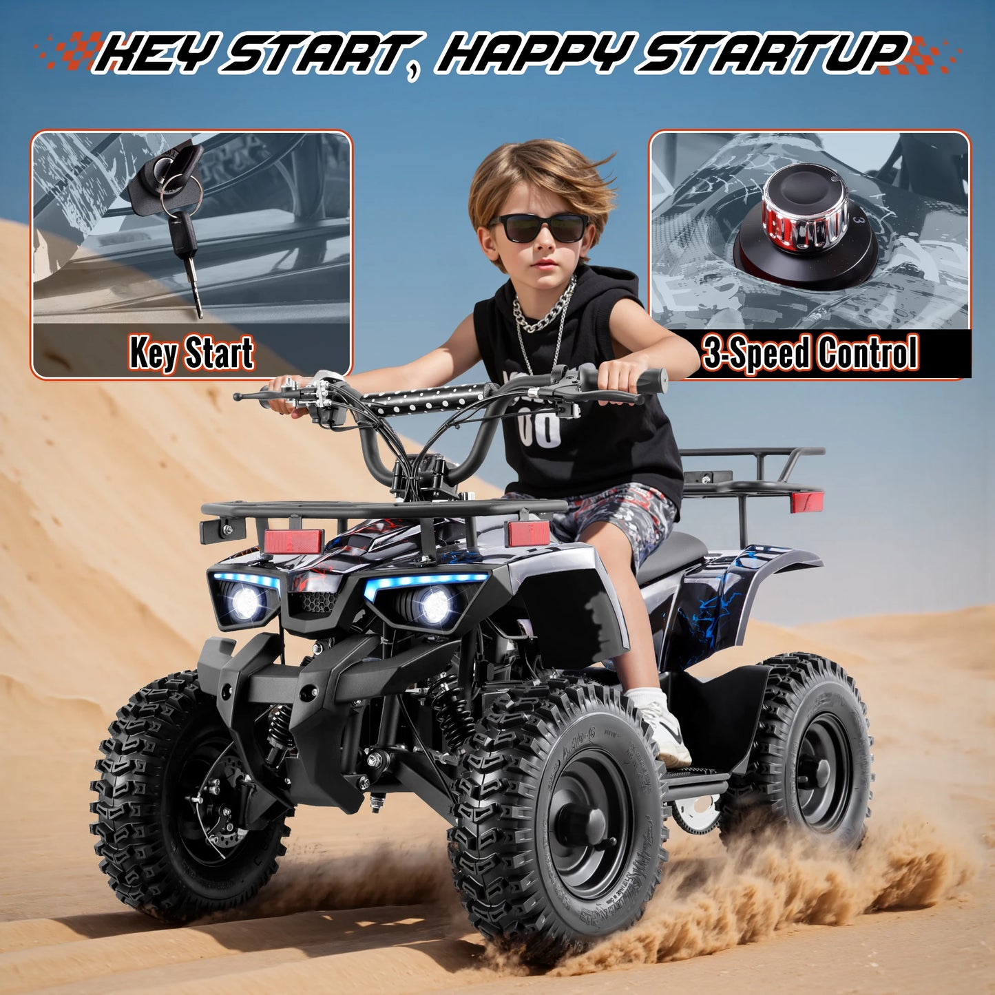 GOOW HILL-SHAZODZA 36V Kids Electric UTV - 800W All-Terrain Power Wheels with Key Start & Triple Disc Brakes
