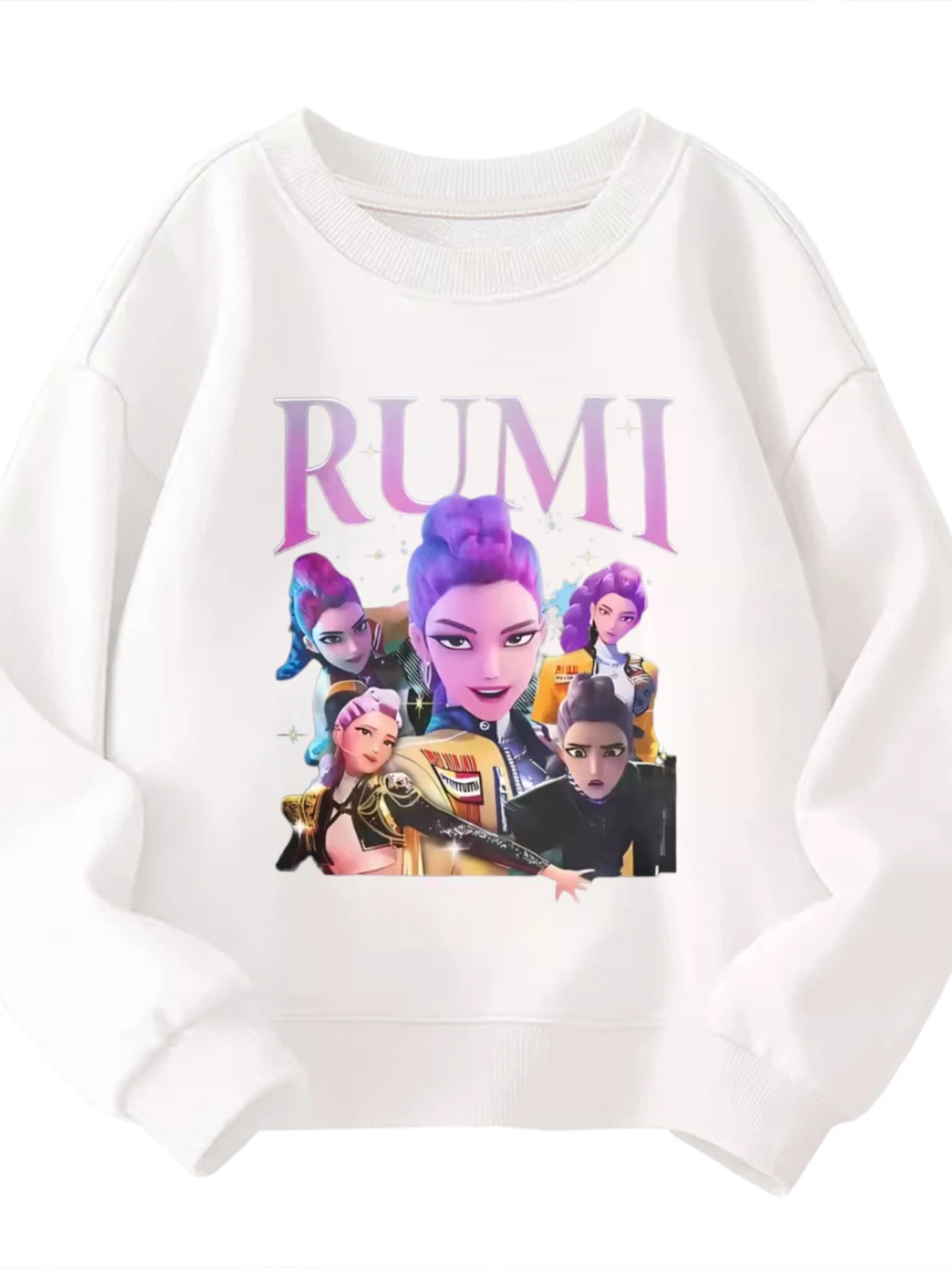 Children Kids Cotton Crew-neck Sweatshirt with RUMI Anime Characters Group for Boys and Girls