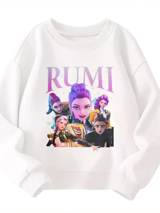 Children Kids Cotton Crew-neck Sweatshirt with RUMI Anime Characters Group for Boys and Girls