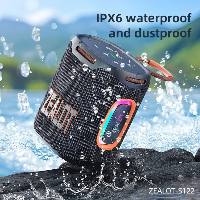 Zealot- S 122 Bluetooth Speaker BT 5.3 Wireless IPX6 Waterproof Shower Speaker, 25 W Hi-Fi Stereo Sound,TWS Pairing, 20 H Music Playtime