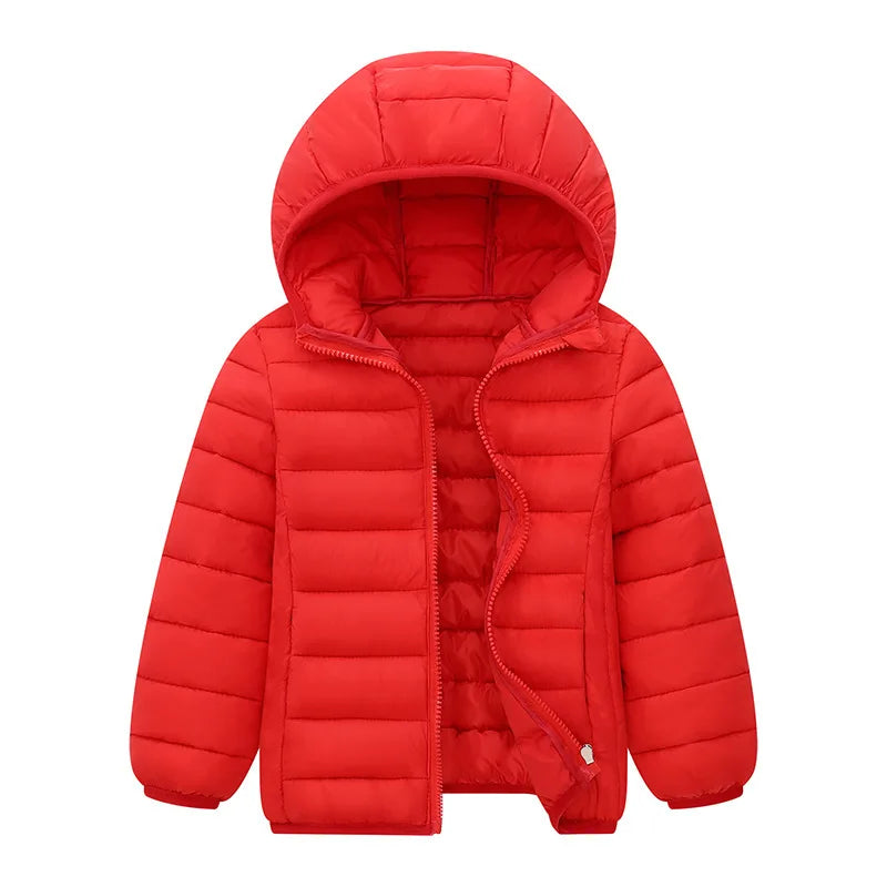 Kids Down Jackets For 3-14 Years Autumn Winter Boys Girls Warm Solid Down Coats Teens Hooded Zipper Outerwear Children Clothing