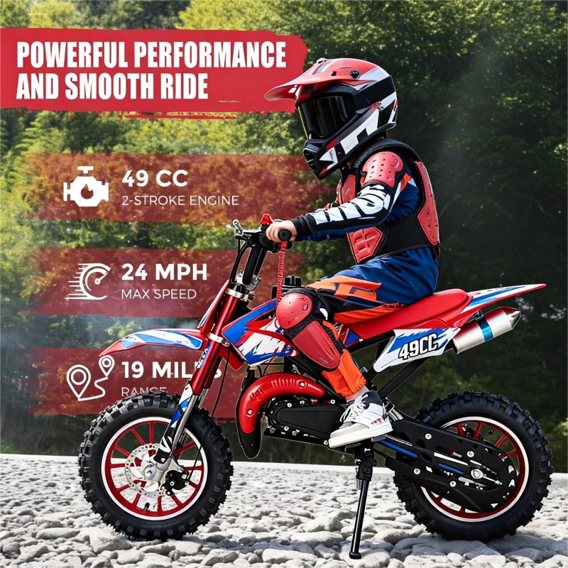 Poweful 2 Stroke Crosscycle 49CC OFF-road Gasoline Motorcycle Racing Dirt Bike Motorbike For Adult&Child