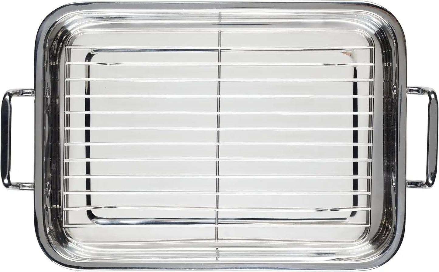 Stainless Steel Roasting Pan with Rack, 17x12.25 Inch, Oven Safe to 500°F, Dishwasher Safe