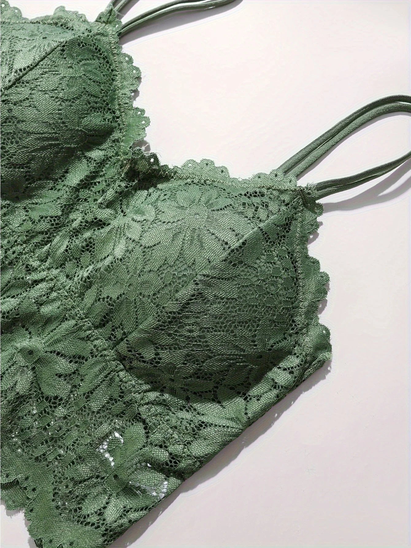 4 Piece Women'S Sexy Lace Bra & Pantie Set, Breathable & Comfortable, Removable Bra, Stretchy Lingerie Set