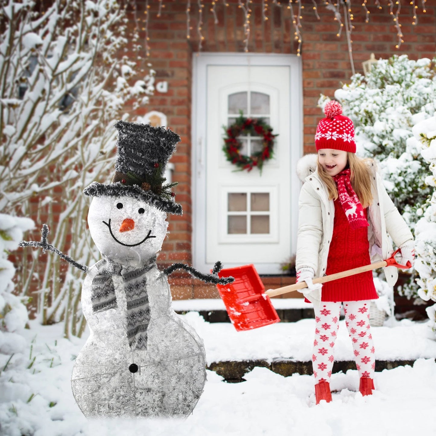 LED Christmas Snowman Decoration lighted up snowman Collapsible Battery Operated Lighted Snowman Indoor Outdoor Garden Light