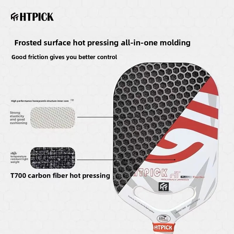 HTPICK Pickleball Carbon Fiber T700 Hot Pressed Borderless Integrated Molding High end Professional Enhanced Rotation Pickleball
