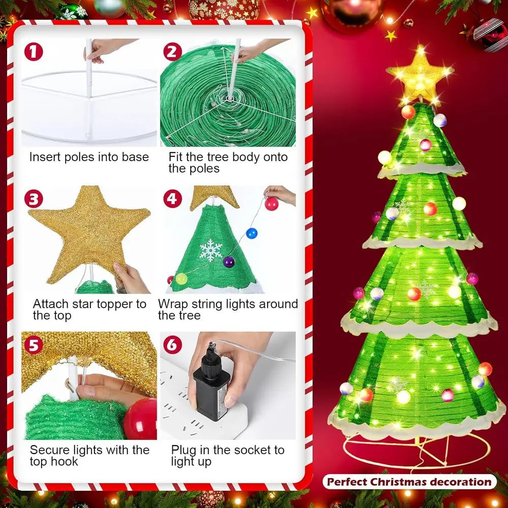 6.5 ft Pop-Up Christmas Tree with 230 LED's, Outdoor/Indoor, Collapsible for Home, Yard, Party