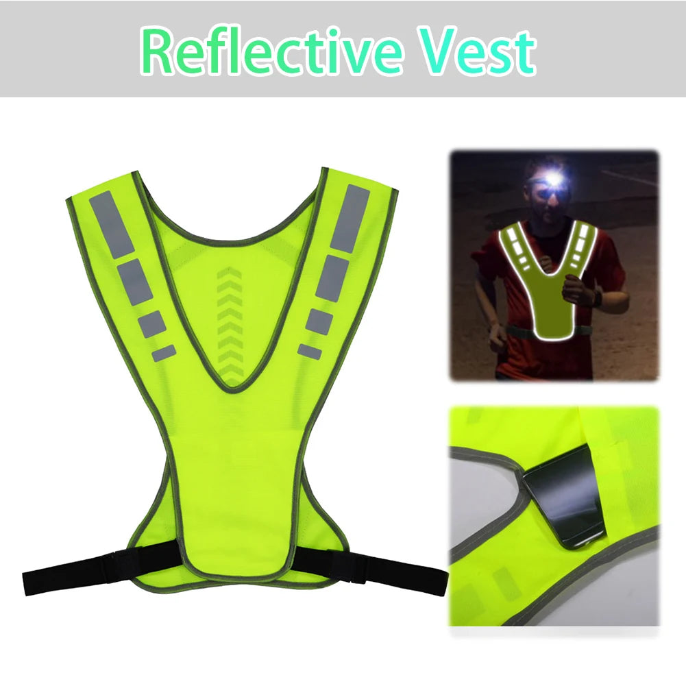 Motorcycle Safety Jacket Breathable High Visibility Running Vest Adjustable Fluorescent Mesh Vest for Outdoor Night Riding