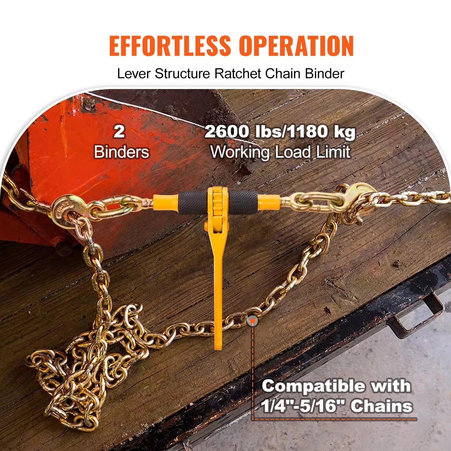 2 or 4 Piece Ratchet Chain Binders 1/4"-5/16" Load Binder with 2 Hooks Tie Downs Tow Chain for Flatbed Trailer Transport